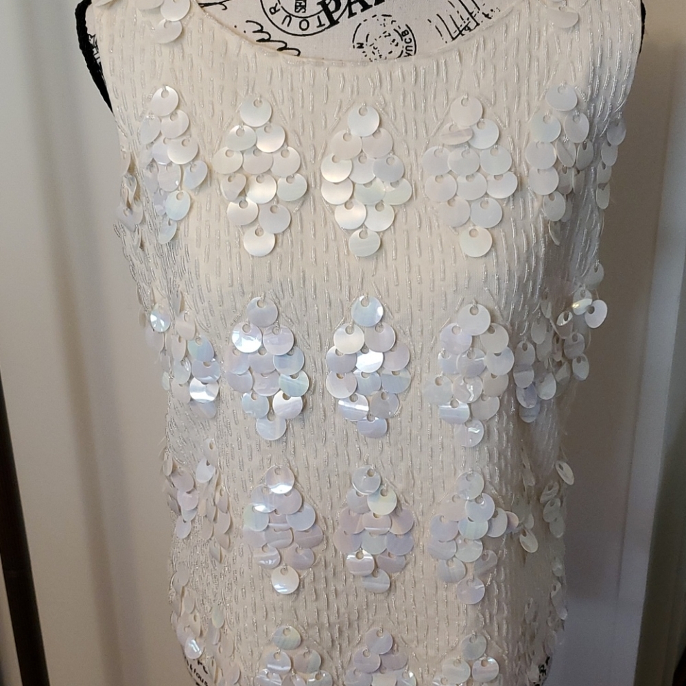 STEPHEN CHU VINTAGE BEADED SWEATER SZ S